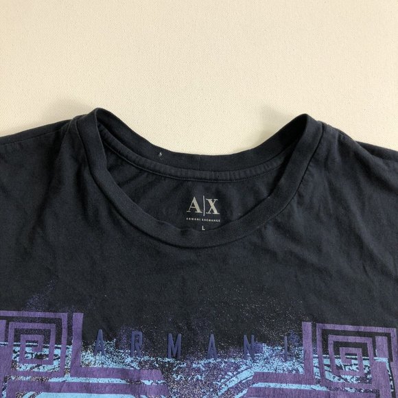 AX Armani Exchange Graphic Print Abstract Art T Shirt Size Large Blue - Picture 4 of 7